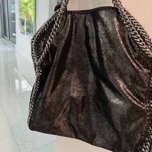 Stella McCartney Shimmering Black Chain Shoulder Bag